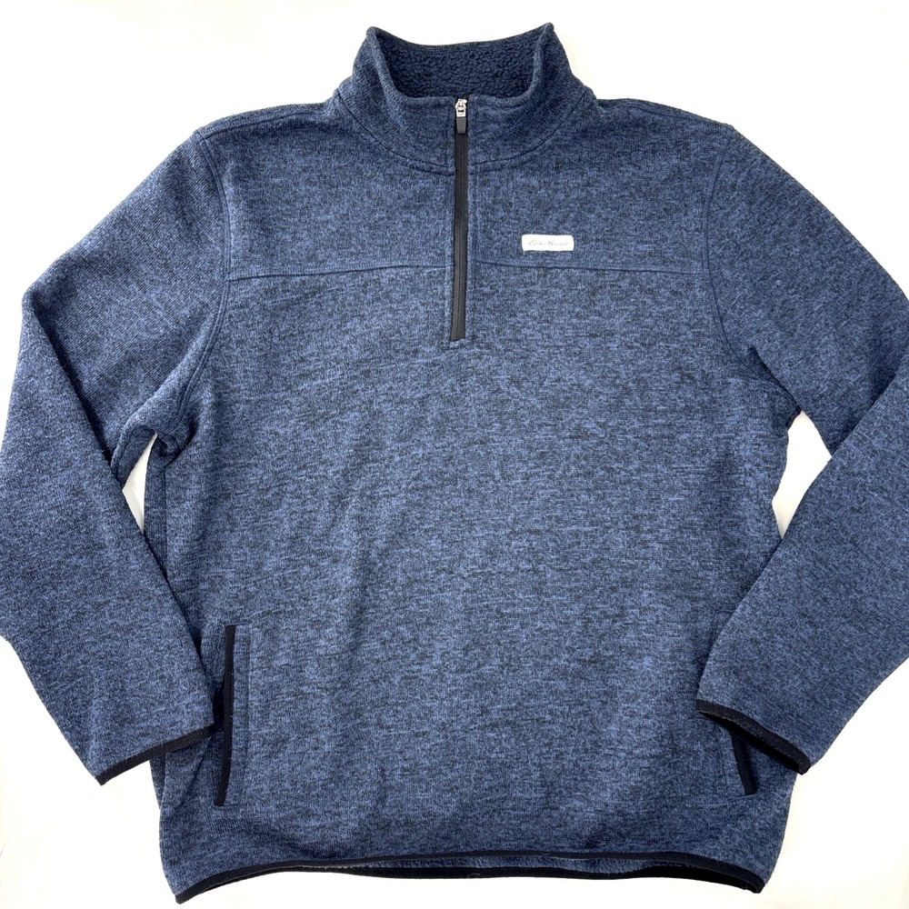 Men's Eddie Bauer 1/4 Zip Pullover Fleece Sweater Outdoors Size XXL Blue